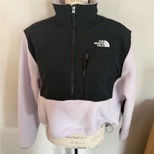 Cropped The North Face Denali 1/2 Zip Soft Fleece Full Zip Jacket - white